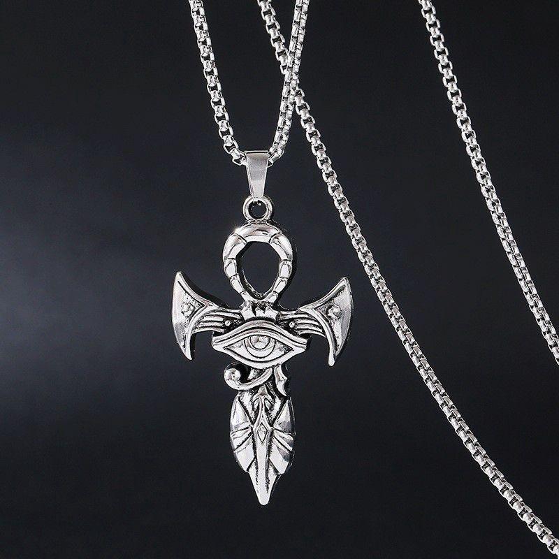 New European and American retro style Eye of Horus Anka cross creative ancient sword necklace niche design accessories