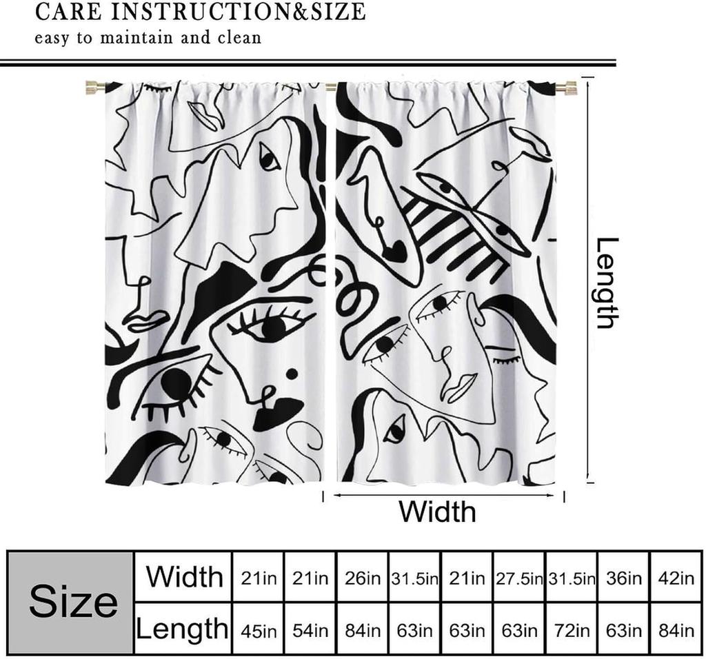 Modern Black White Window Curtains Minimalist Line Abstract Art Treatments Style Dcor Drapes Living Bedroom Nordic Made Of Polyester Decor Treatment