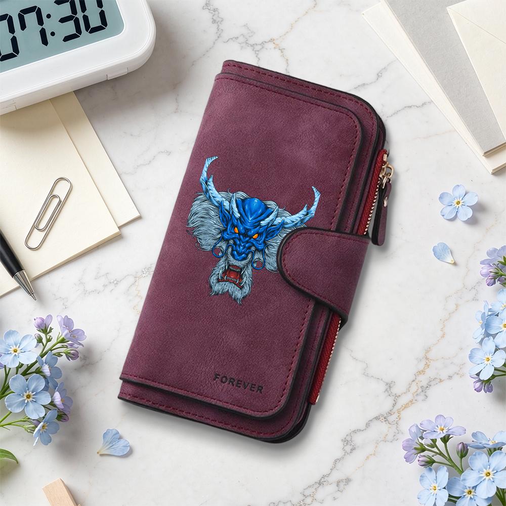 Stylish Blue Dragon Pattern Long Wallet Forever Printed Durable Elegant Daily Use Fashion Portable Purse