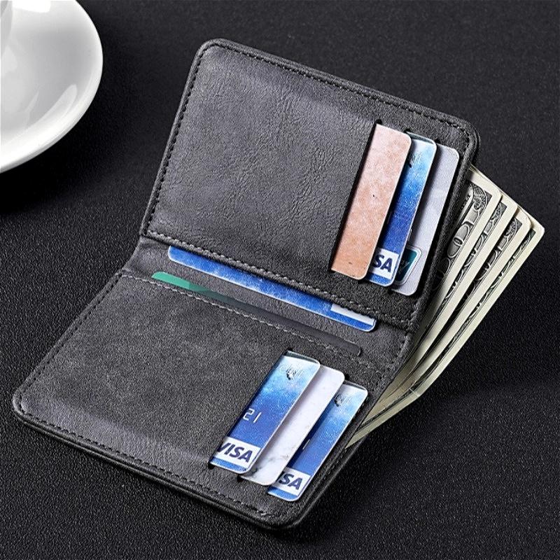 Men’s PU Leather Bifold Wallet Slim Card Holder Compact Billfold Wallet with Multiple Card Slots Cash Pocket Business Wallet