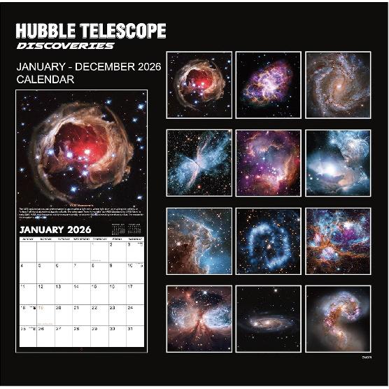 2026 Wall Calendar - Hubble Telescope Wall Calendar 2026, January 2026 - December 2026, 12" x 24" (Open), Hanging Hook, Blocks and Holidays -