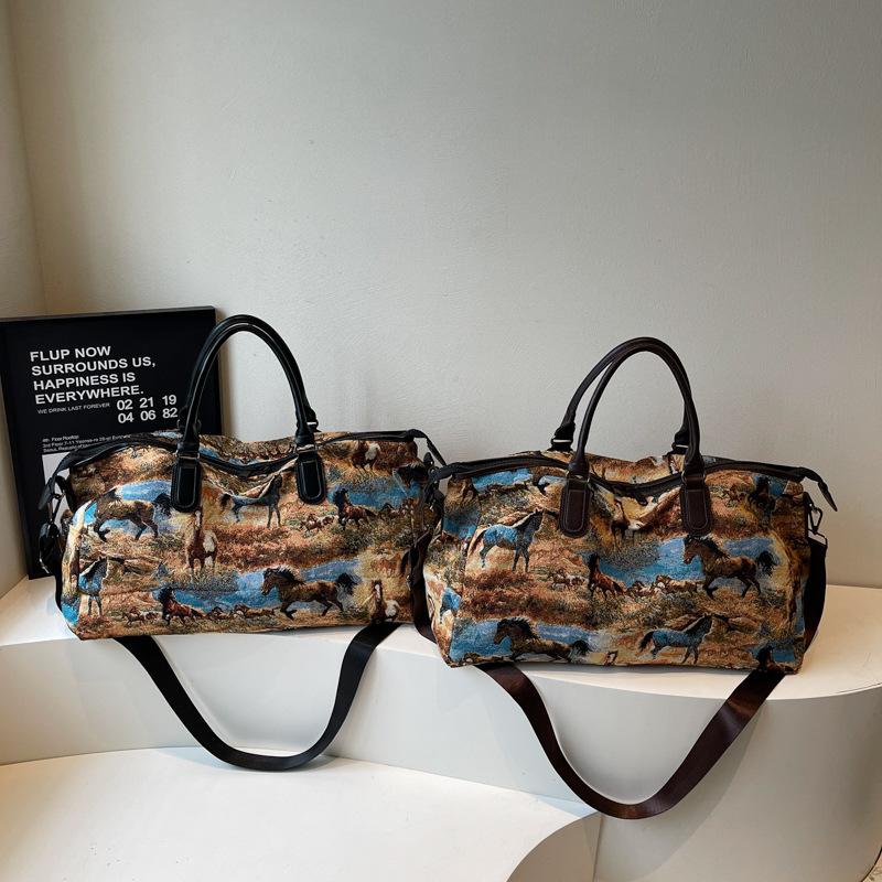 High value short trip messenger bag large capacity business travel luggage storage bag men's and women's retro sports fitness bag