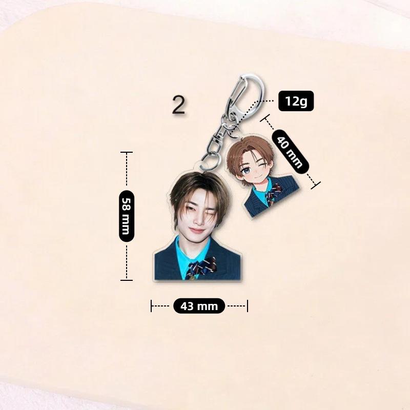 Stray Kids Member Double Acrylic Keychain Cute Cartoon Anime Portrait Pendant Bag Charm Key Ring Fan Support Merchandise Gift