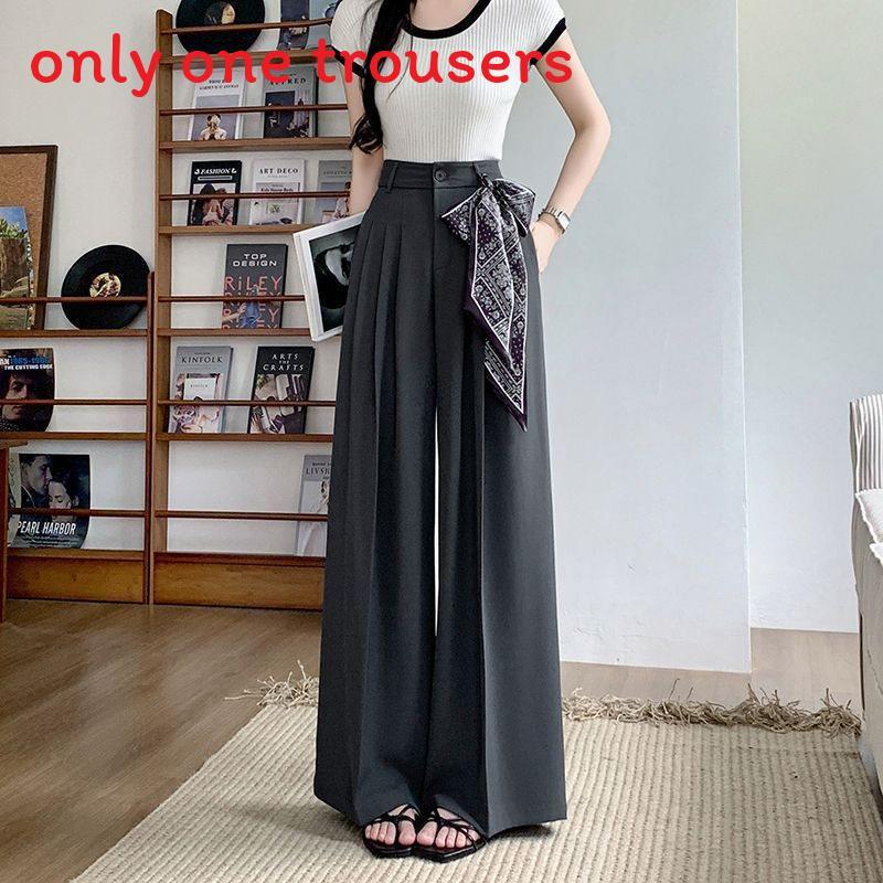 Silk Scarf Wide Leg Suit Pants For Women With High Waist Casual Style Spring Summer