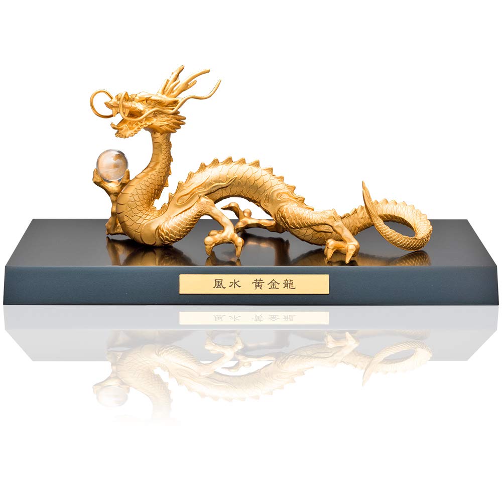

Great Fortune Feng Shui Golden Dragon 20mm Crystal Ball Takaoka Bronze Crystal Ornament for Promoting Wealth and (Traditional Craft, Small-Quantity