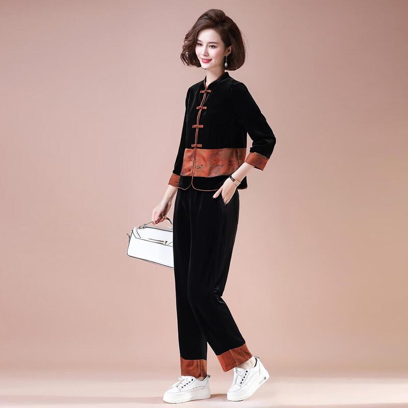 XUEXI Women's 2025 Spring Autumn Velvet Tracksuit Set