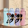 1PC Basketball Player Silhouette 750ml Color Plastic Sports Water Bottle Leakproof Flip Straw Lid Suitable for Sports Office Home Use