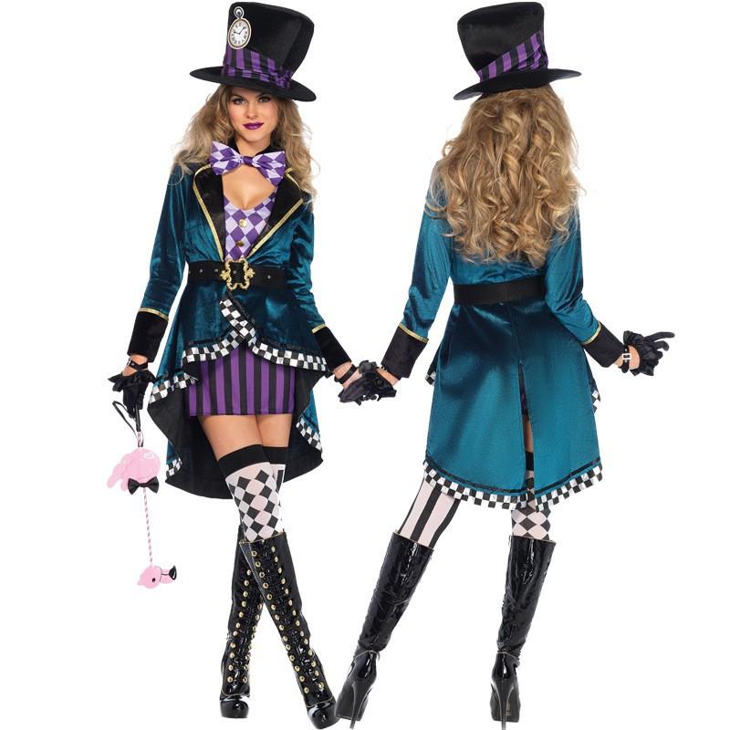 Alice In Wonderland Classic Alice Mad Hatter Magician Tamer Cosplay Costume