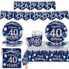 Blue Gold 1st Birthday Party Disposable Tableware Set