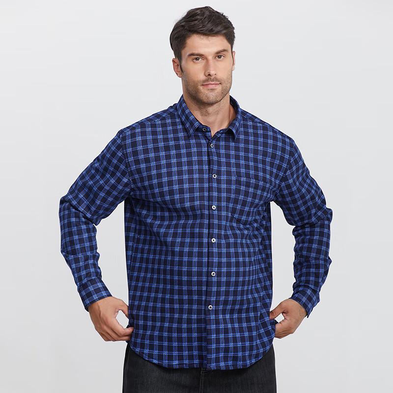 Di Bin Ze Men's Loose Fit Plus Size Fleece-Lined Plaid Shirt