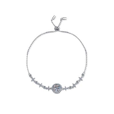 Bransoletka z kryształkiem śniegu i moissanitem ze srebra próby S925 dla kobiet, Imitacja diamentu moissanitowego, Bransoletka w tym samym stylu dla kobiet