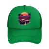 Retro  Style Car with Tropical Sunset Background Mesh Baseball Cap