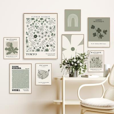 Sage Green Matisse Picasso Flower Market Wall Art Canvas Painting Nordic Posters And Prints Wall Pictures For Living Room Decor