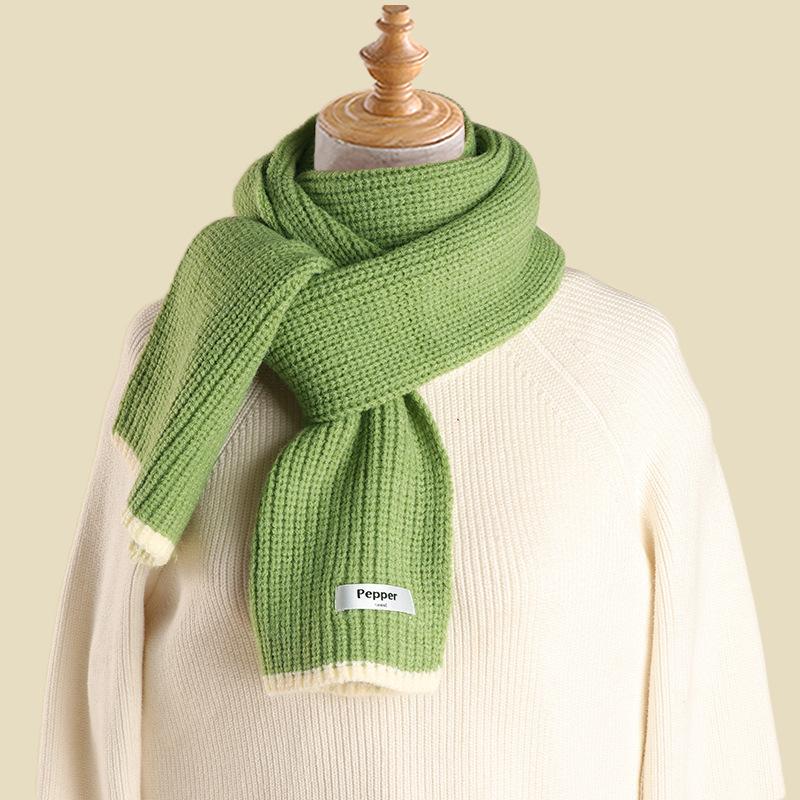 Knitted Woolen Scarf for Women Autumn and Winter Warm and Thickened Student Girl Versatile Men's Couple Style Scarf Korean Version