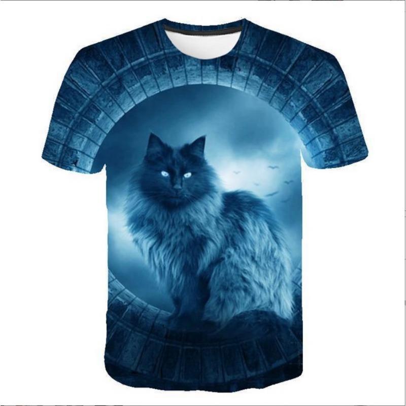 Summer Short Sleeved T-shirt 3D Digital Printed Cat Pattern Fashionable Casual Top for Men Tshirt