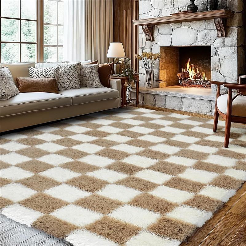 Area Rugs for Bedroom, Upgrade Non-Slip Grey Fluffy Soft Shag Carpet, Indoor Floor Gray Fuzzy Shaggy Living Room Plush Rug for Kids Home Dorm Decor