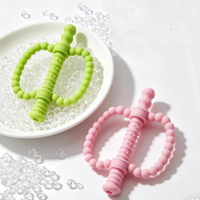 Baby Teething Chew Toys Easy Grip Silicone Handles Safe Non-Toxic Gum Soother for Toddlers Infant Shower Gift