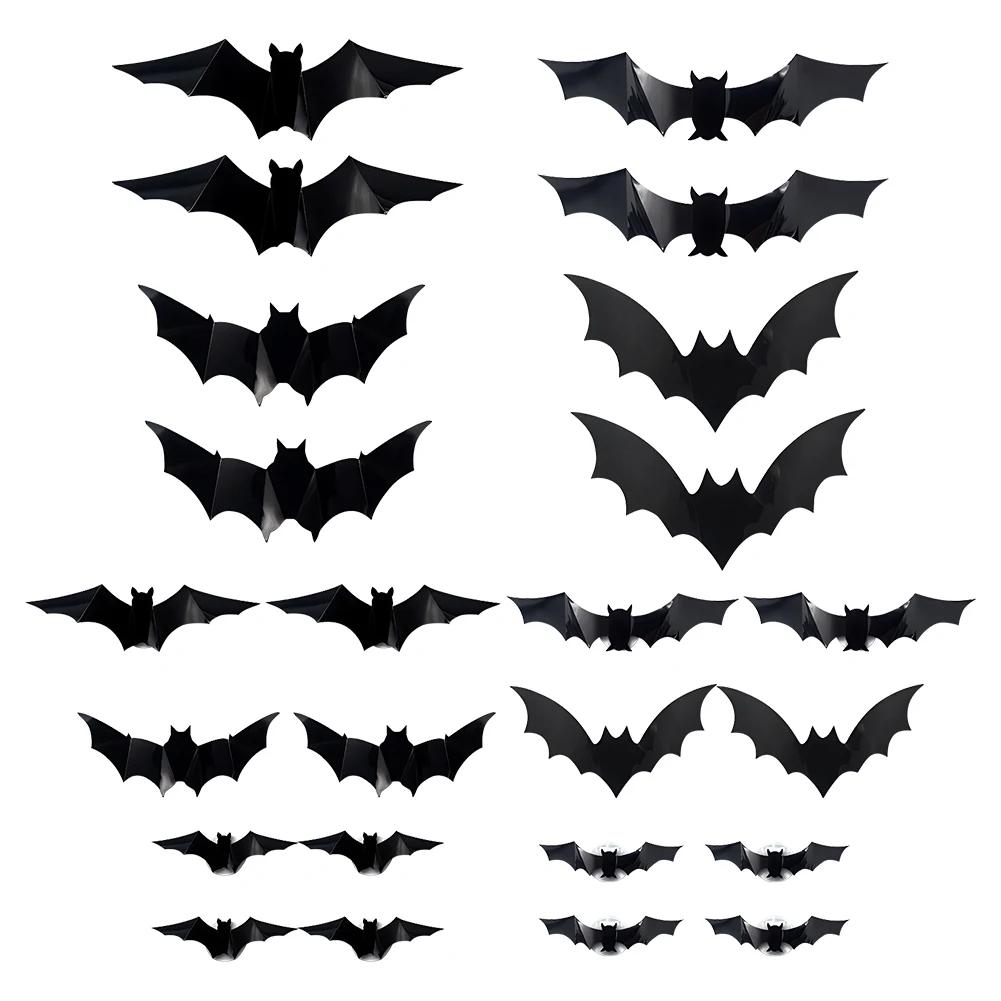36 PCs Halloween Sticky Decals Glow in The Dark Bats Decorations Wall Stickers for Halloween Party Bedroom Window Decorations