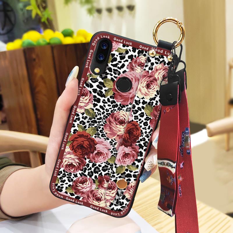 Shockproof Wrist Strap Phone Case For UMIDIGI Power Elderly Lady Protective Soft Case Kickstand Chinese Style Lanyard