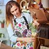 Britimes Butterfly Apron Floral Colorful Butterflies Flowers Aprons Kitchen Cooking Gardening for Women With Pockets