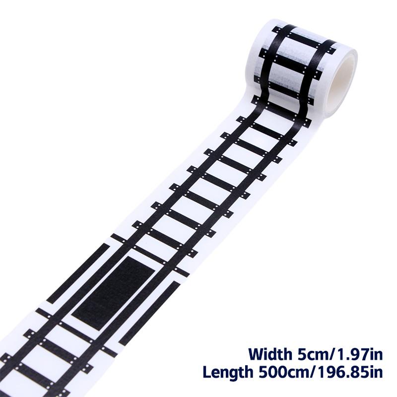 1Roll 5M 1:12 Dollhouse Road Traffic Railway Track Scene Tape Sticker Miniature Parking Scene Curve Sticker Model Decor Toy