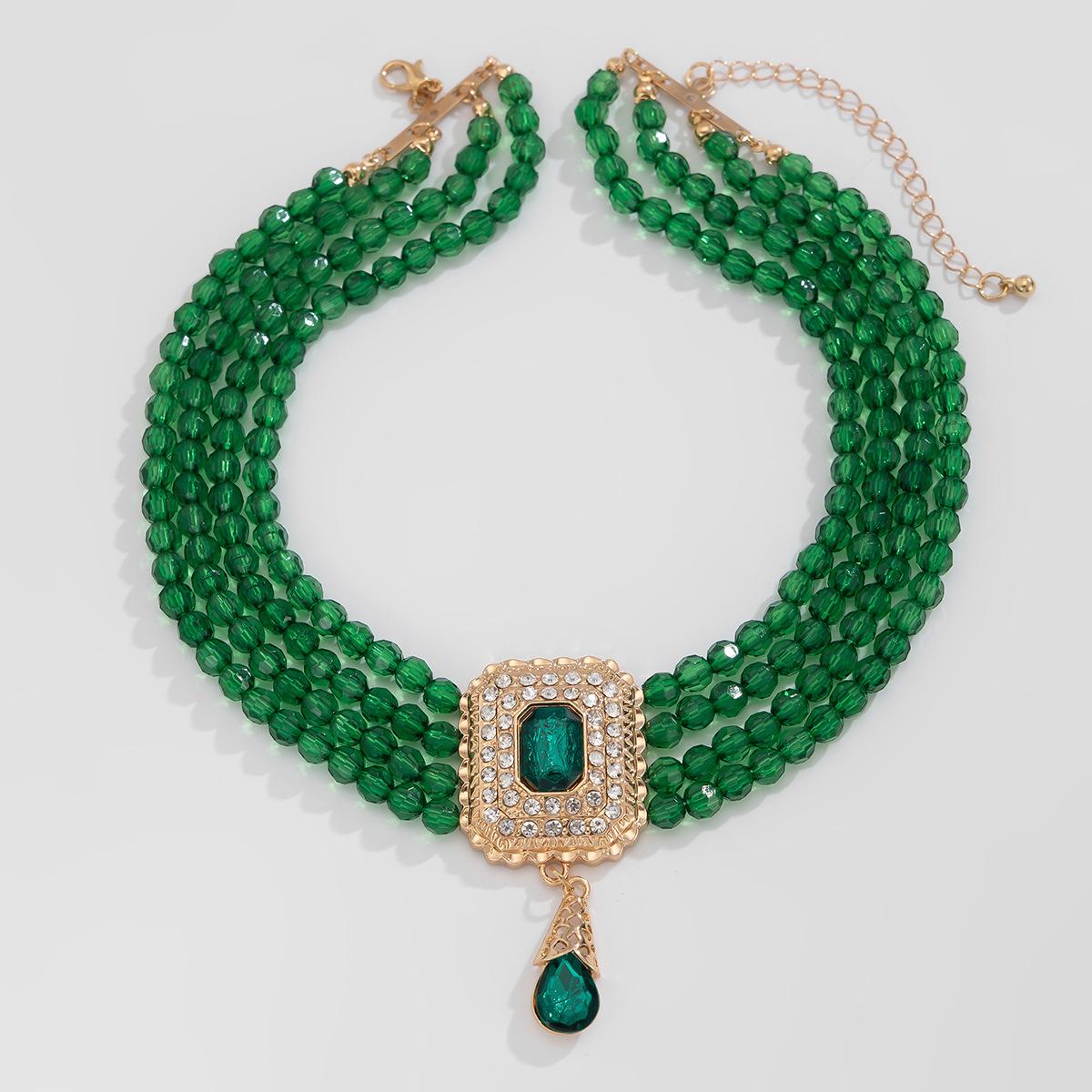 

Ювелирные изделия в стиле ретро, колье с кристаллами и бусинами, ожерелье с квадратными бриллиантами и драгоценными камнями