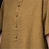 Johnature Women Vintage T-Shirts Stand Short Sleeve Summer Cloths Button Solid Color Loose T-Shirts