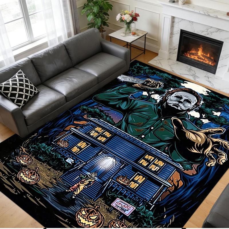 Crystal Velvet Rug Soft Non Slip Indoor Floor Mat Home DecorHalloween Michael Myers