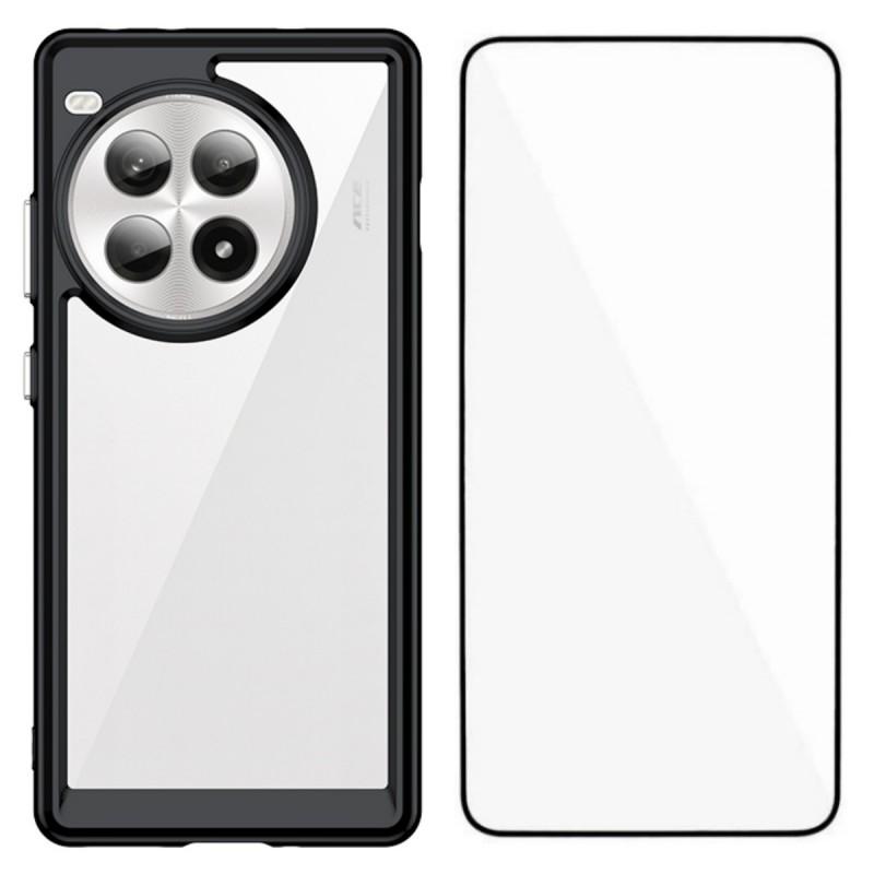 Für OnePlus Ace 3 Pro 5G Handyhülle WANLONFENG XC Serie TPU Acryl Hülle mit gehärtetem Glas (Großes Linsenloch)