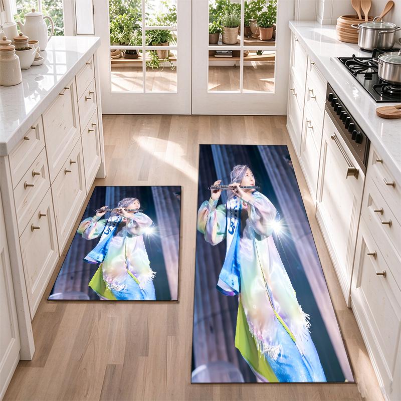mrs. green apple Flannel Kitchen Floor Mat – Non-Slip, Absorbent and Easy to Clean Suitable for Kitchens, Entryways Bedroomsand Bathrooms