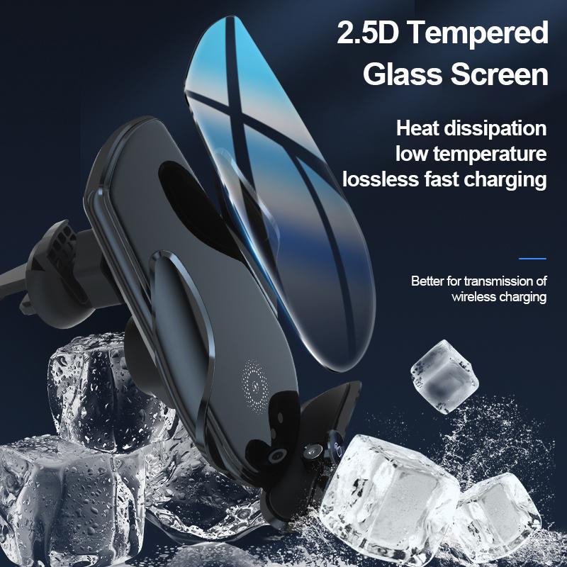 Universal Car Cell Phone Holder Bracket 15W Wireless Charging Handsfree Phone Holder In Car, For Dashboard Windshield Vent
