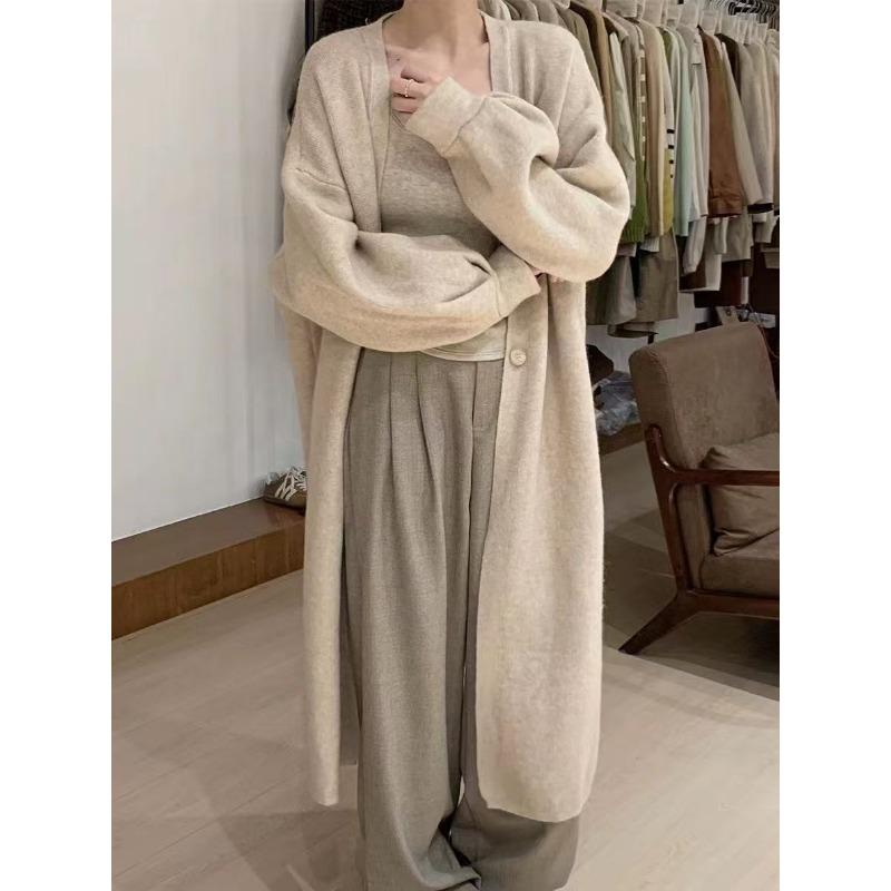 New Long Sweater Jacket Women's Lazy Wind Loose Thick Temperament Casual Solid Color Knitted Coat