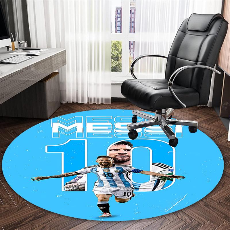 1pc Football Star (2) Print Round Carpet Chair Round Carpet Suitable for Bedroom Living Room Home Decorative Carpet