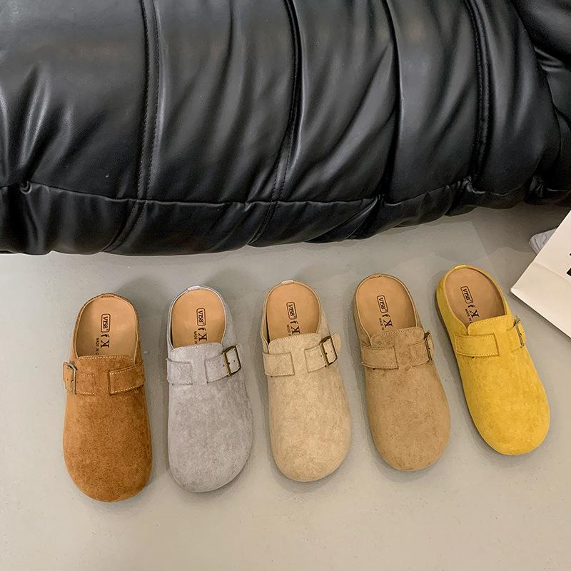 Retro French Baotou Half Slippers Women's 2025 New Summer Fashion Outer Wear Lazy Versatile Flat Thick Bottom Increase