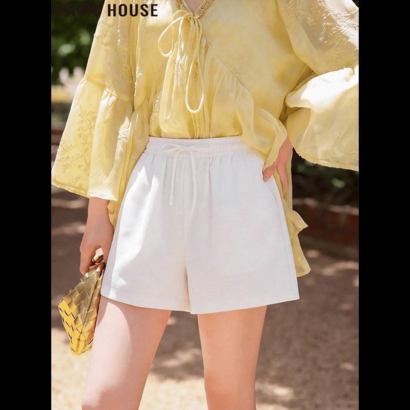 Basic House Women s High-Waist Ice Silk Shorts One Size