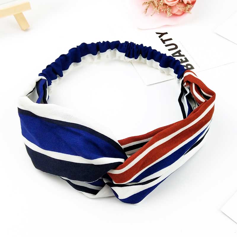 Scrunchies Frau Geknoteter Turban Haaraccessoires für Mädchen Stirnband Turban Elastisches Haarband Kopfwickel Gestreifte Haar-Scrunchies