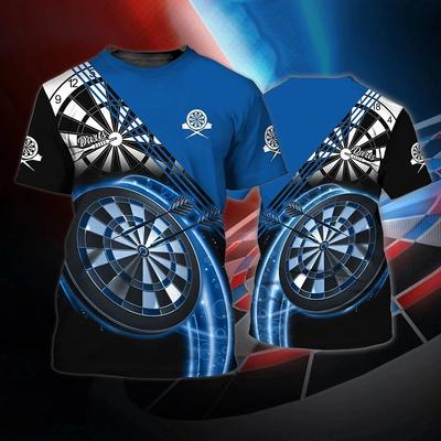 Sommer Herren T-Shirt 3D Bar Spiel Dart Ziel Druck Tees Tops Casual O-Ausschnitt Kurzarm T-Shirts Lustige Outdoor Herrenbekleidung