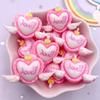 10PCS Resin Colorful Kawaii Pink Candy Heart Donut Flat Back Stone Cartoons Scrapbook Figurines DIY Bow Decor Accessories Crafts