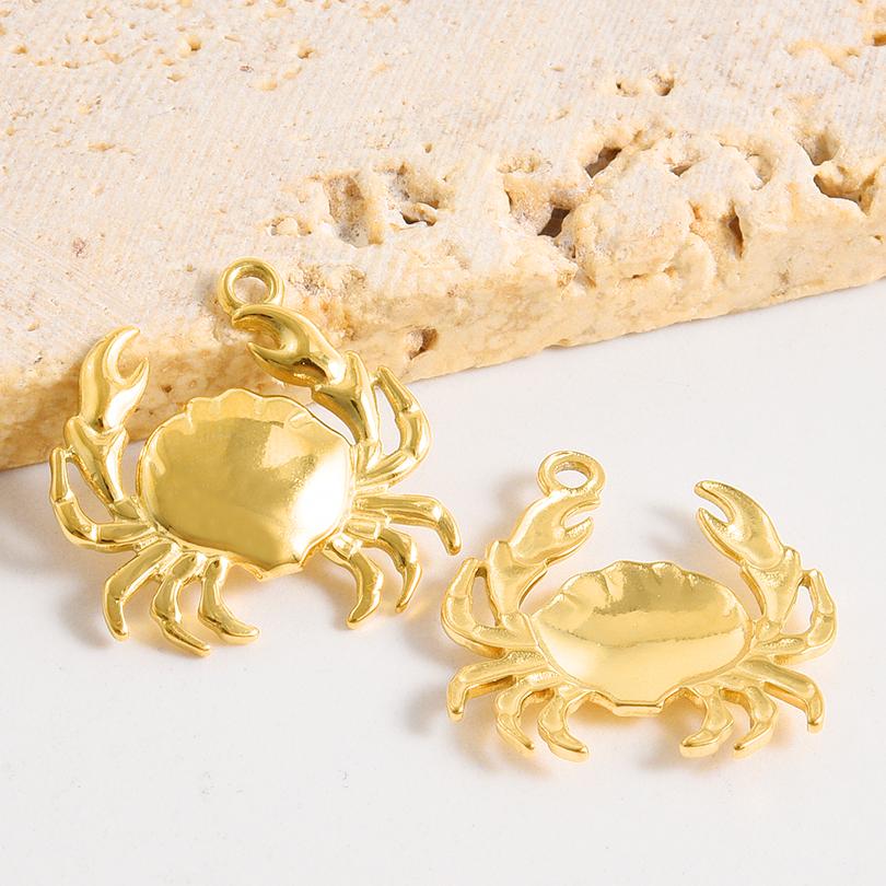 5pcs No Tarnish PVD Sea Animal Charm Lobster Turtle Conch Shell Stainless Steel Pendants For Jewelry Making Keychain DIY Pendant