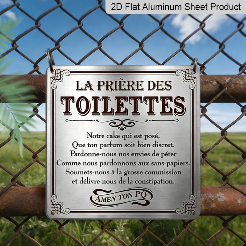 

2D Flat 1pc Retro French Metal Sign- La Prayer Des Toilettes Mural, Decorative Prayer Sign Home, Bathroom, Cafe, Office, Bar- Frameless, Easy To 20*20cm