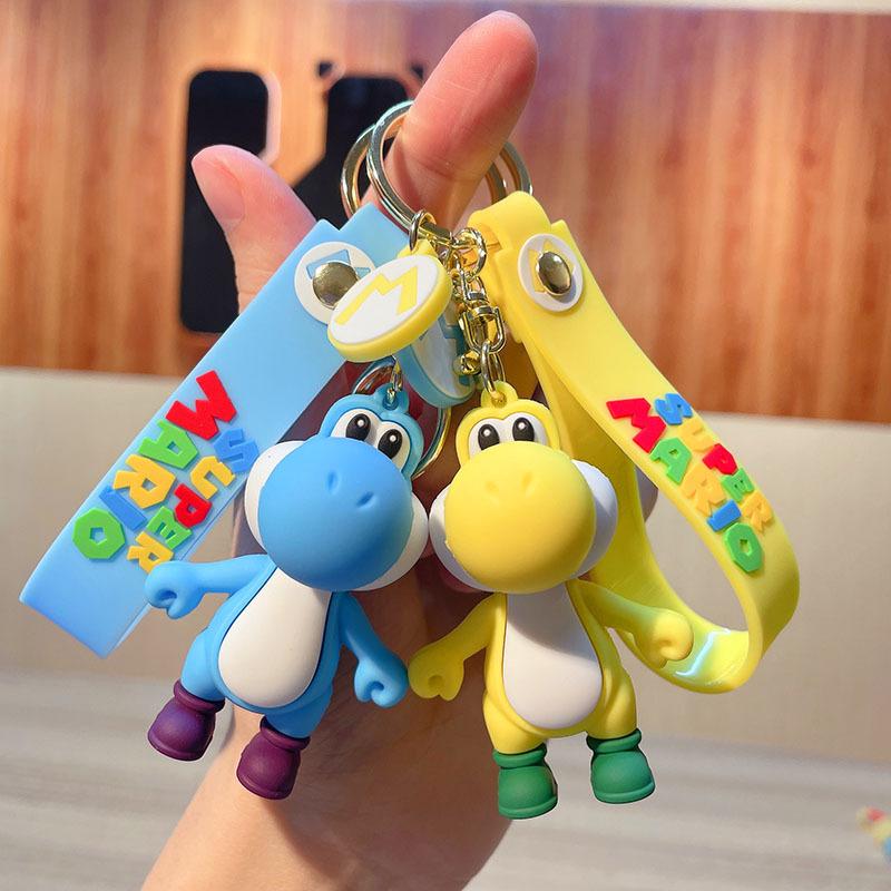 Super Mario Bros Keychain Anime Figure Toad Yoshi Car Decoration Backpack Pendant Accessories Kids