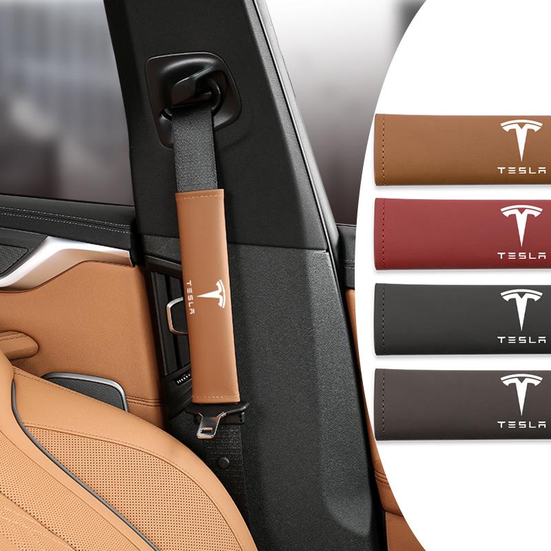 MAJ3 Car Seat Belt Protection Shoulder Cushion Accessories For Tesla Cybertruck Y S Bonina Model 3 X Highland Juguete Roadster Coil