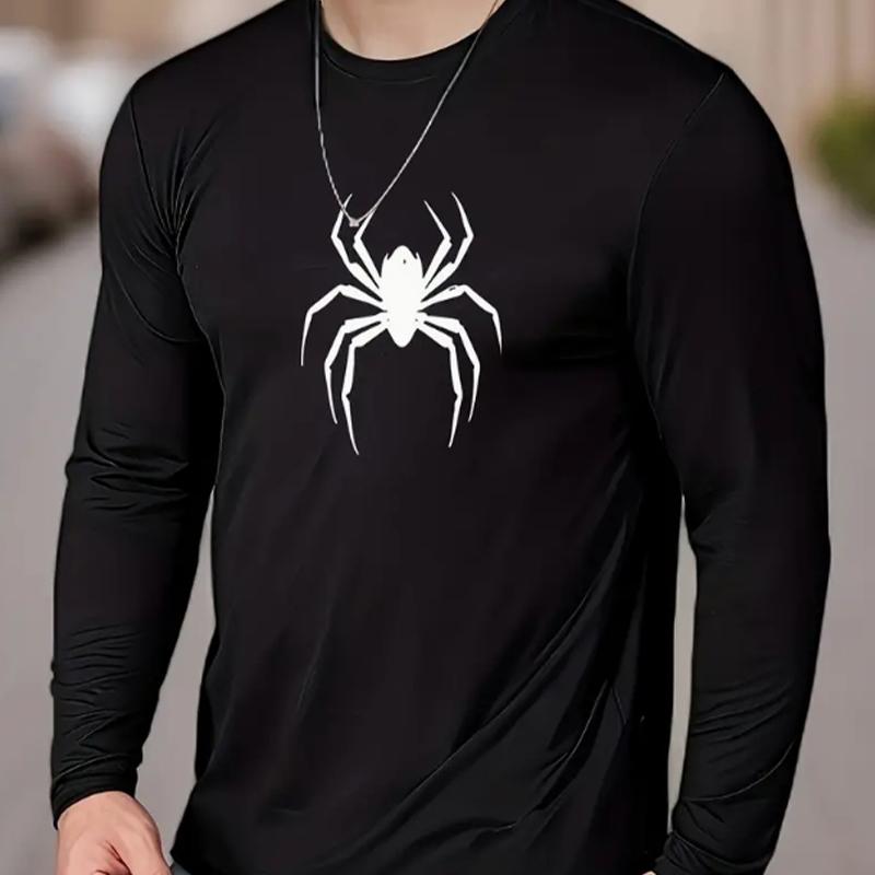 

Футболки с принтом животных и пауков для мужчин, футболки с длинным рукавом, повседневные свитера с круглым вырезом, мужская одежда больших размеров 2XL чёрный