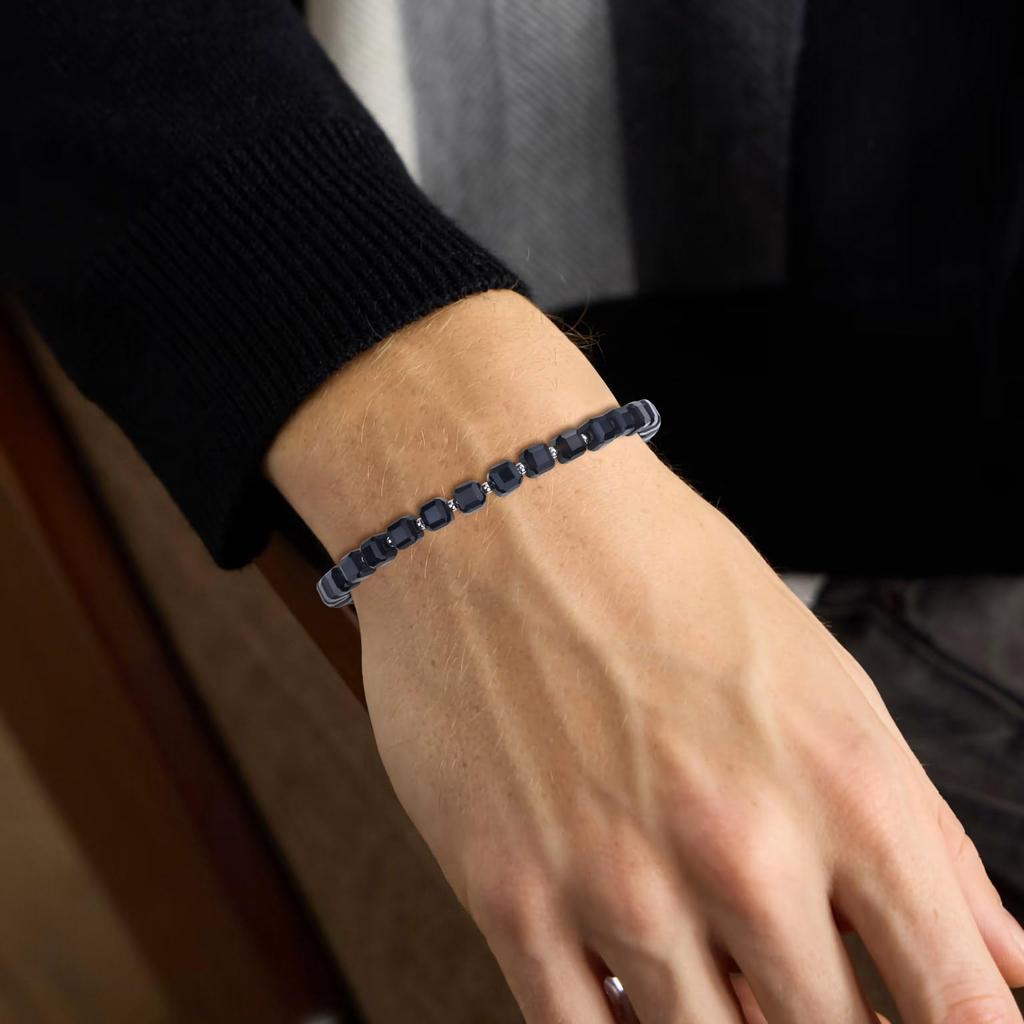 Koai 5mm Onyx Cubic Zirconia Power Stone Bracelet for Men