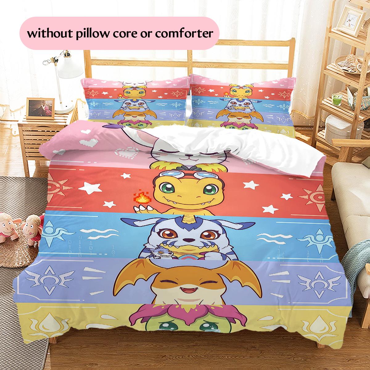 

Digimon Adventure Crest & Character Pattern Bedding Home Decoration Festival Gift (1 * duvet cover + 2 * pillowcase, without core) 135x200cm