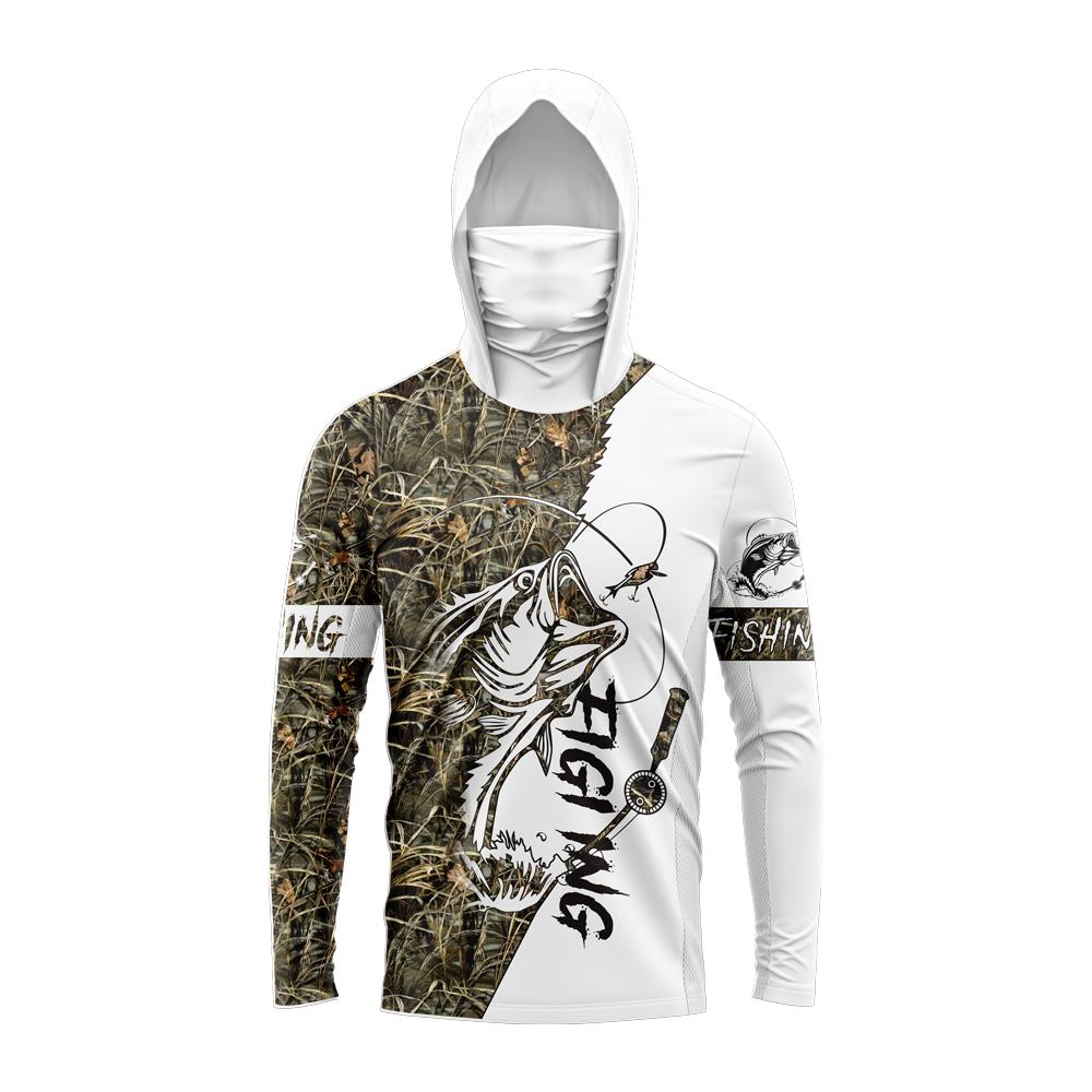 MALFC Men Hood Fishing Shirt long sleeve fishing t shirt uv protection Fishing Apparel S