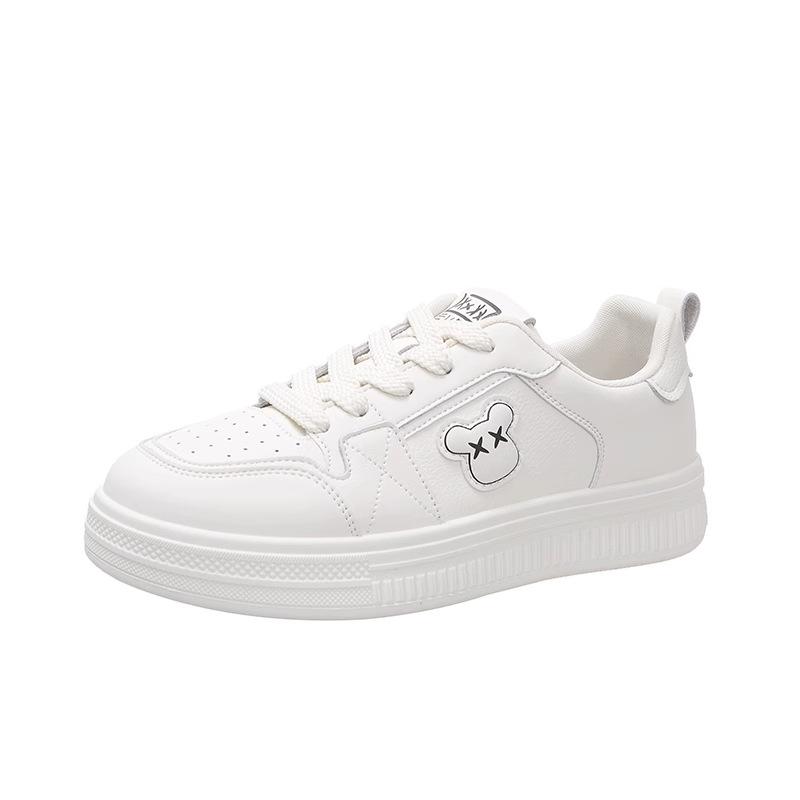 

Fashion versatile little white shoes women s new comfortable and breathable round head lace-up sports and leisure board shoes 35 чёрный