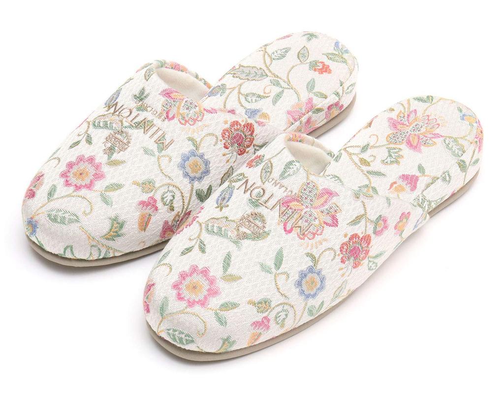 Minton Basic Jacquard Haddon Hall Hanging Slippers (Ivory)
