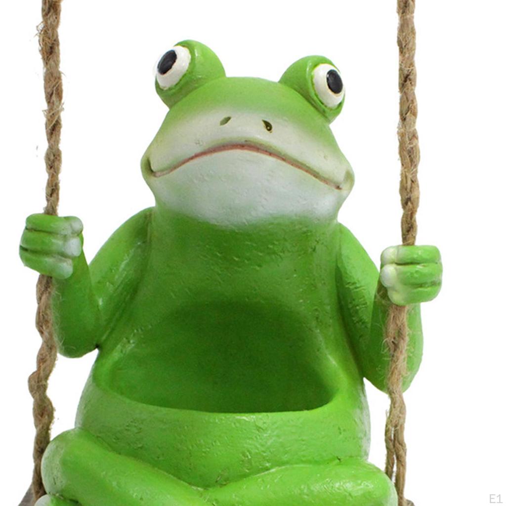 Swinging Frog Plant Pot Resin Flower Statue Cartoon Container for