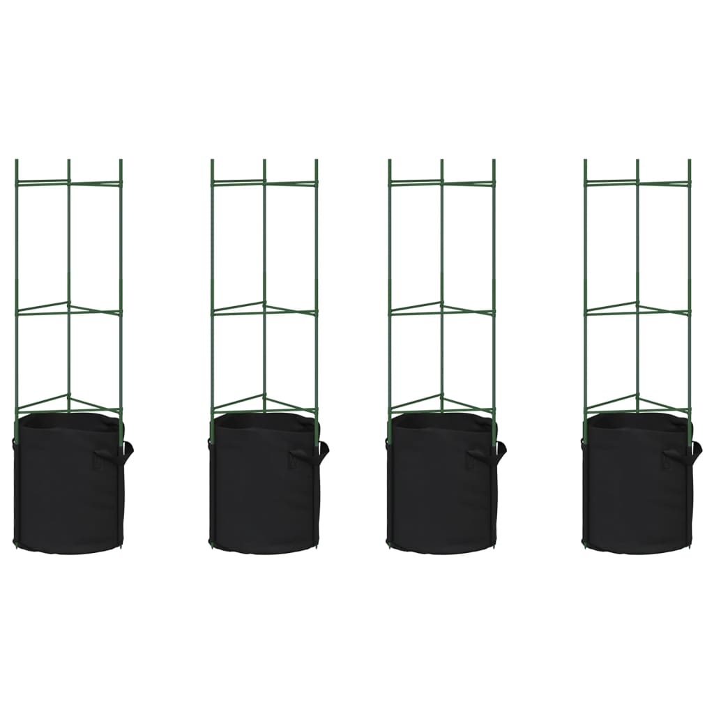 Vidaxl Podpórki Do Pomidorów Z Workami, 4 Szt., 116 Cm, Stal I Pp
